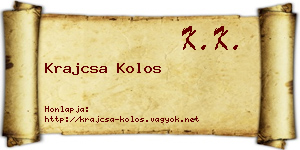 Krajcsa Kolos névjegykártya